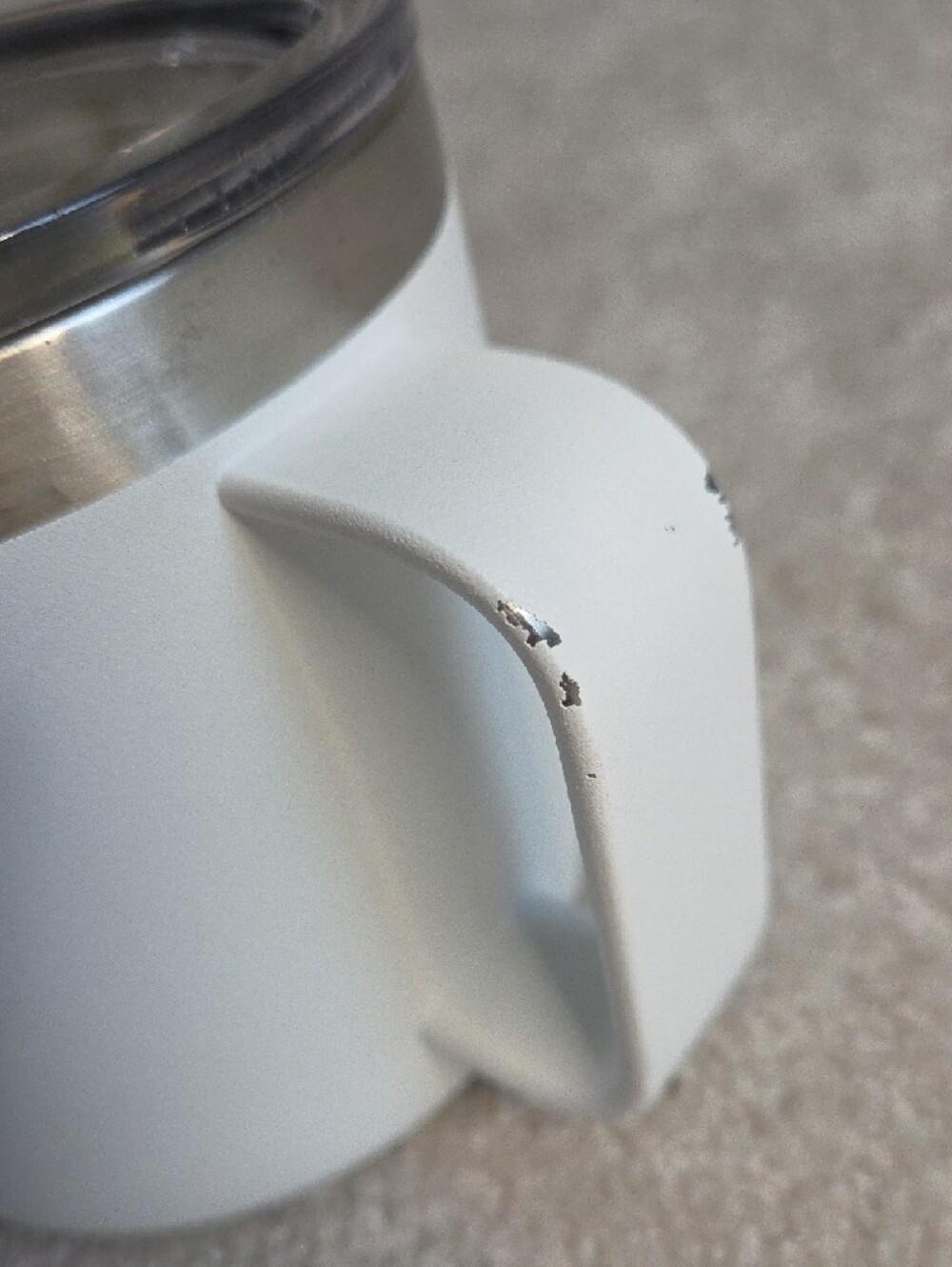 Yeti White Travel Mug with Clear Lid and Silver Rim - Picture 2 of 5